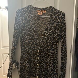Tory Burch Animal Print Merino Wool Sweater